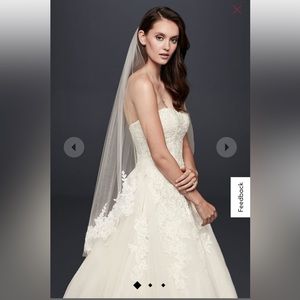 TRAILING FLORAL LACE APPLIQUE FINGERTIP VEIL  in WHITE